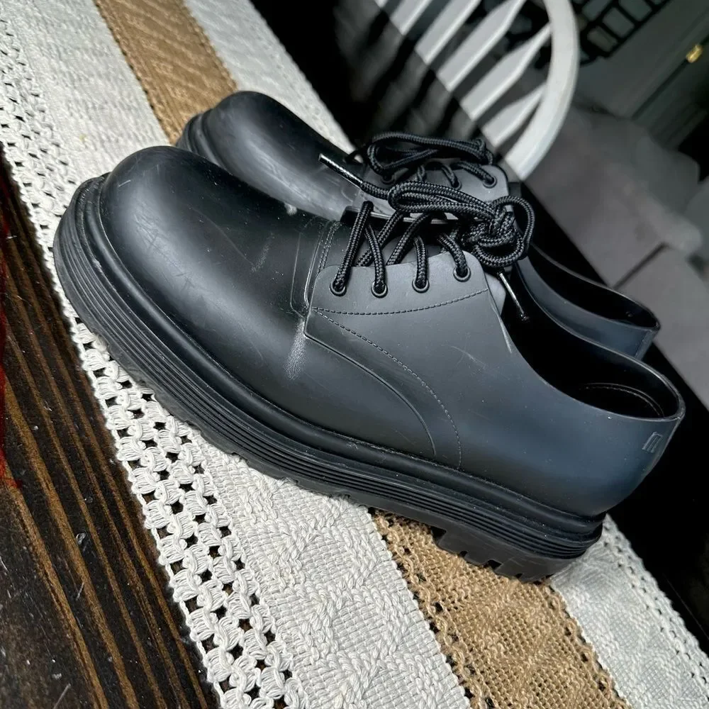 Melissa Womens Black Retro Platform Oxford Lace Up Trendy Shoe